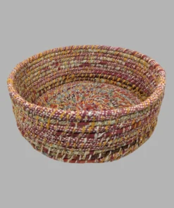 Grass & Upcycled Sari Round Basket