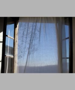 Curtain With Dalfur Embroidery On The Upper Part On Soft Natural Pride