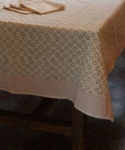 Table Cloth With Block Print & Kantha Border