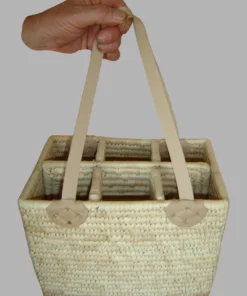 Wine Basket with Leather Handle