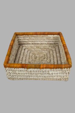 Date Palm Leaf & Grass – Square Tray W/Org. Border