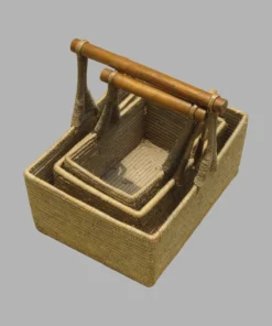 Date Palm Leaf & Grass – Knitting Basket with Handle Set 3pcs