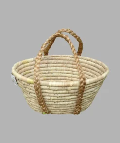 Oval Linen Basket Small with Jute Handle