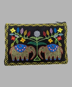 Embroidered Elephant Cosmetic Wallet