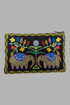 Embroidered Elephant Cosmetic Wallet