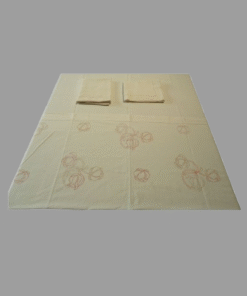 Bed Cover – Flower Embroidery 2 Pillow Covers With Simple Kantha Line