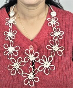BaSE 40002 Nokshi Mala flower necklace L112xFlower40xBeni22xFringe13cm