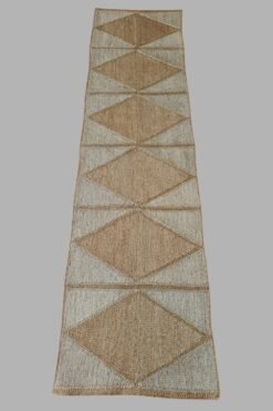 BaSE-64015a Jute Diamond Runner (White&Red) ​