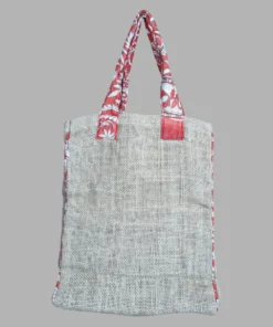 Jute Canvas Tote Bag with Sari Handle