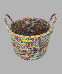 Round Recycled Sari Basket
