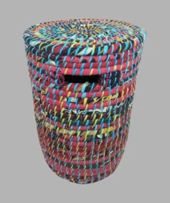 Laundry Basket with Sari Wrapping With Lid