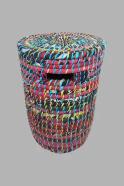 Laundry Basket with Sari Wrapping With Lid