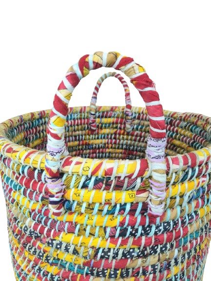 BaSE Round Recycled Sari Basket DxHxHandlecm ()