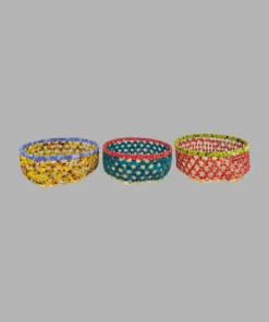 BaSE-30011 Bamboo Basket with Sari Wrapping