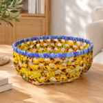 BaSE 30011 Bamboo Basket with Sari Wrapping D29xH13.5cm