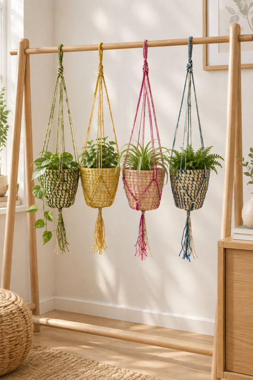 BaSE 63011 Jute Shika with Basket L80cm Basket BD9xTD14xH14cm