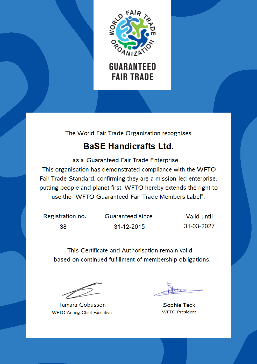 Home 57 WFTO Certificate 2026 27